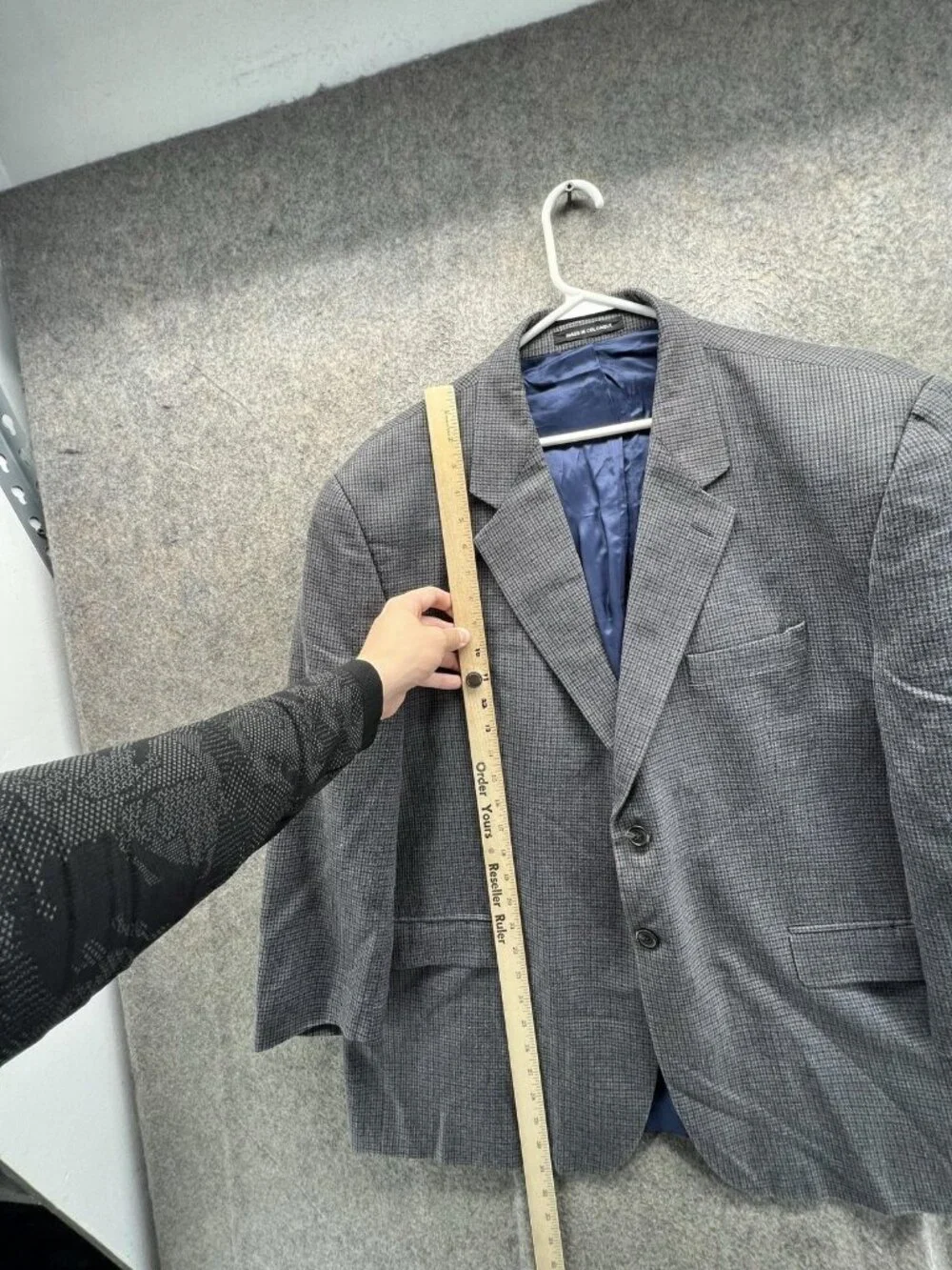 Lauren Ralph Lauren Blazer Mens 48S Gray Wool Check Sport Coat Jacket Short